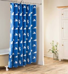 Catnap Cat Print Percale Shower Curtain | Plow & Hearth