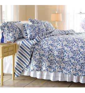 Twin Mary Blue Floral Quilt Set