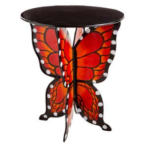 Handcrafted Metal Monarch Butterfly Side Table