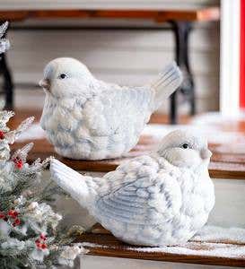 Blue and White Snowbird Indoor/Outdoor Statues, Set of 2