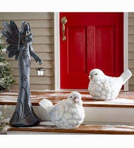 Blue and White Snowbird Indoor/Outdoor Statues, Set of 2