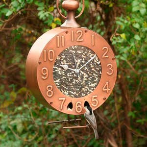 Copper and Plexiglass Clock-Motif Bird Feeder