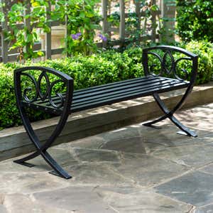 Metal Shield Backless Garden Bench