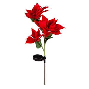 Poinsettia Solar Garden Stake