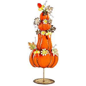 Stacked Pumpkins Metal Statue