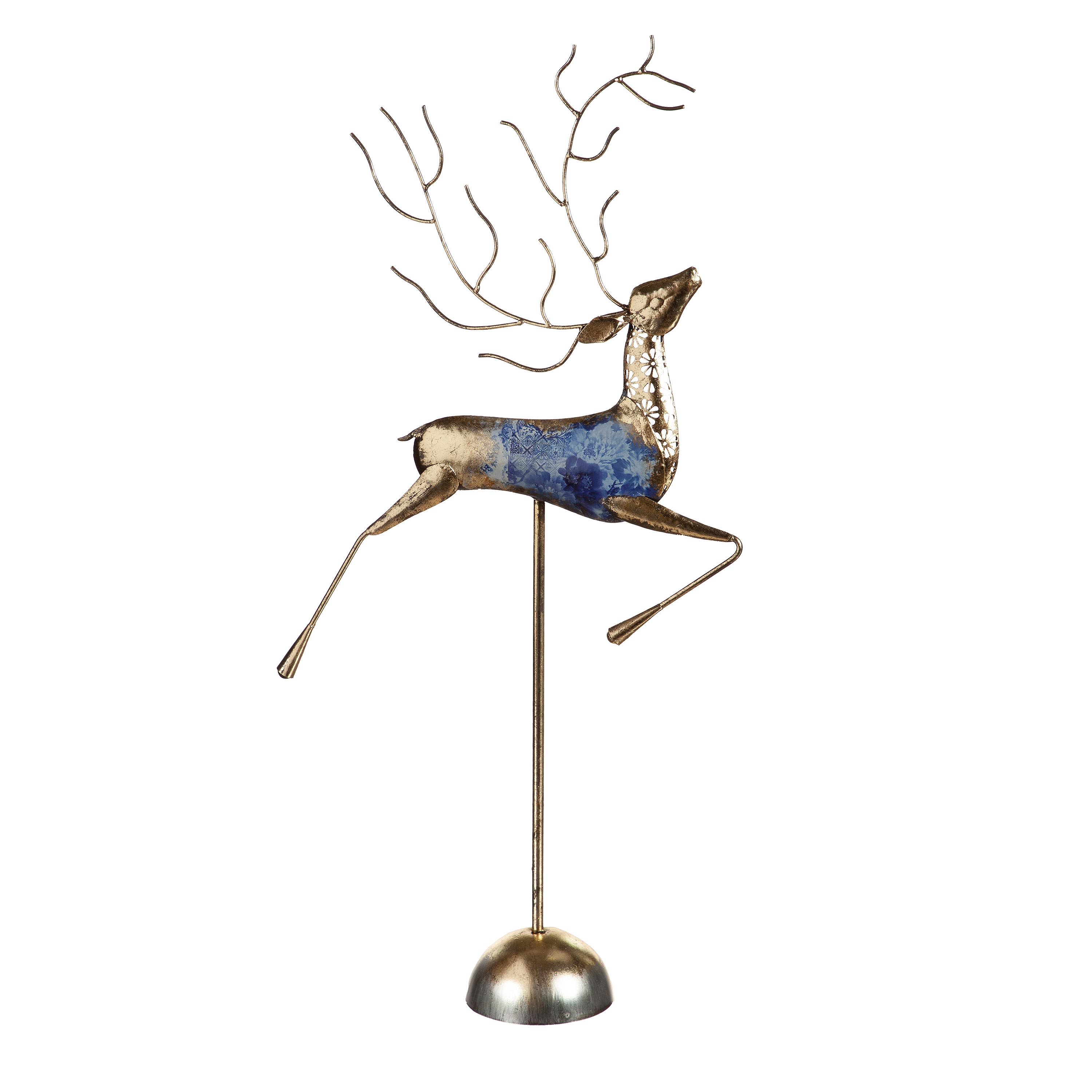 Blue and Gold Metal Reindeer Statues, Set of 2 Plow & Hearth