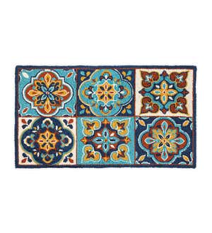 Indoor/Outdoor Tile-Inspired Hooked Polypropylene Accent Rug