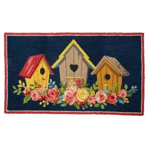 Indoor/Outdoor Hooked Polypropylene Birdhouse Accent Rug