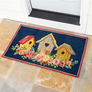 Indoor/Outdoor Hooked Polypropylene Birdhouse Accent Rug