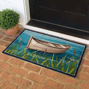 Indoor/Outdoor Hand-Hooked Polypropylene Boat Accent Rug