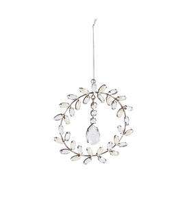 Crystal Leaves Metal Wreath Ornament