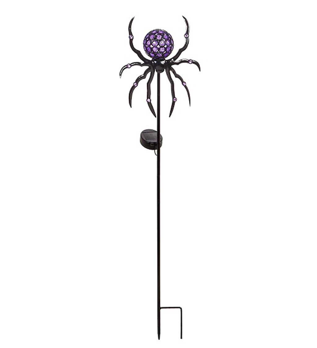 Solar Spider Halloween Garden Stake - Blue