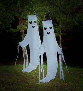 Set of 2 Halloween Smiling Ghost 43" 3D Windsocks