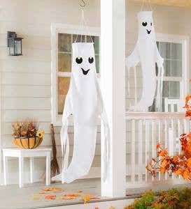 Set of 2 Halloween Smiling Ghost 43" 3D Windsocks