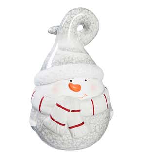 Snowflake Glazed Santa and Snowman with Fur-Trimmed Hat, Set of 2