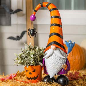 Metal Halloween Gnome Garden Planter