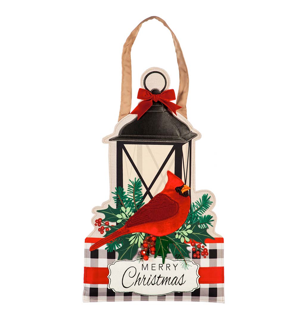 Merry Christmas Lantern and Cardinal Shaped Door Décor