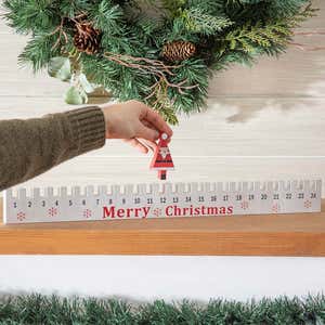 Wood Advent Calendar with Moveable Santa Table Décor