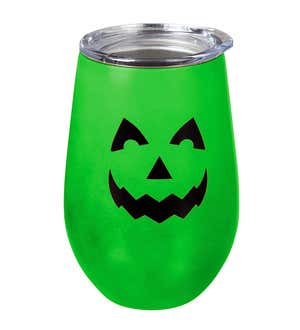 Glow-In-The-Dark Jack-O-Lantern Double Wall Stainless Steel Tumbler