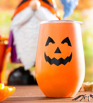 Glow-In-The-Dark Jack-O-Lantern Double Wall Stainless Steel Tumbler