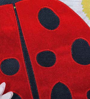 Ladybug and Daisies Burlap Garden Flag