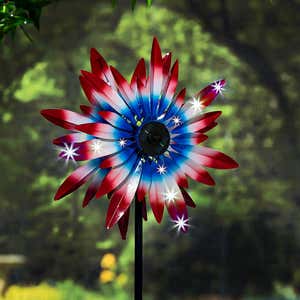 Patriotic Solar Lighted Wind Spinner