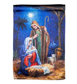 Holy Night Nativity Lustre Garden Flag