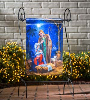 Holy Night Nativity Lustre Garden Flag