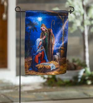 Holy Night Nativity Lustre Garden Flag