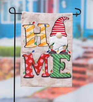 Home Gnome Burlap Garden Flag