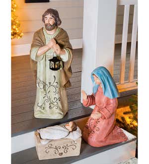 Large Solar Nativity Garden Statues, Set of 3