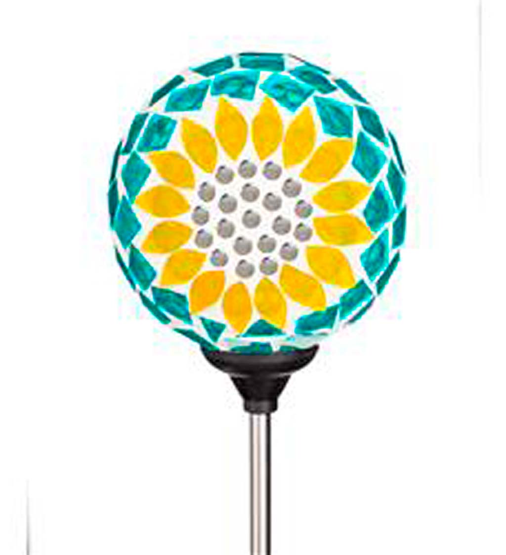 Sunflower Mosaic Solar Garden Stake - Yellow