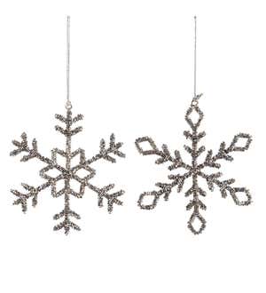 Beaded Snowflake Ornaments, Set of 2