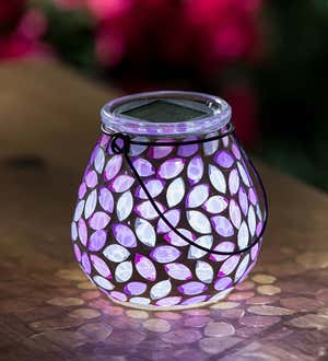 Solar Mosaic Glass Lantern - Purple