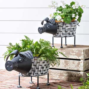 Rustic Pig Planters, Set of 2