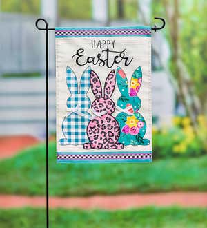 Bright Bunnies Applique Garden Flag