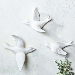 Ceramic Birds In Flight Wall Décor, Set of 3