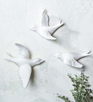 Ceramic Birds In Flight Wall Décor, Set of 3