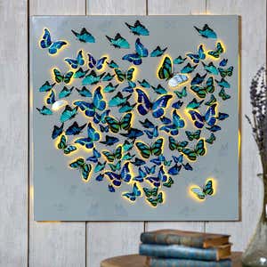 Lighted Metallic Butterfly Wall Art