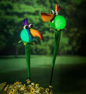 Glow in the Dark Tucan Garden Stakes, Set of 2