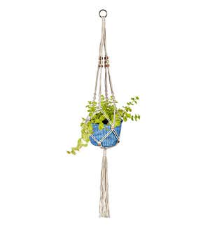 Olivia Fabric Planter with Macrame Holder - Ochre