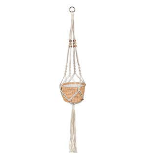 Olivia Fabric Planter with Macrame Holder - Ochre