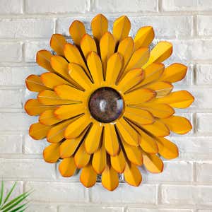 Oversized Indoor/Outdoor Metal Flower Wall Art - Yellow