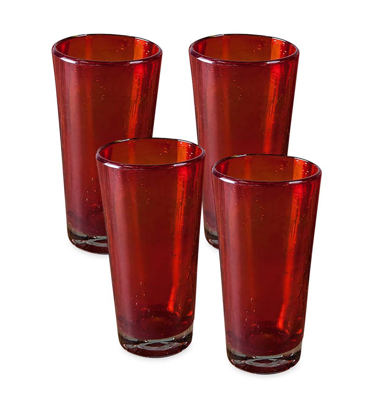 Bubble Recycled Glass Iced Tea Glasses, Set of 4 - Cobalt