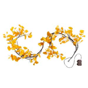 Indoor/Outdoor Lighted Yellow Gingko Garland - Yellow