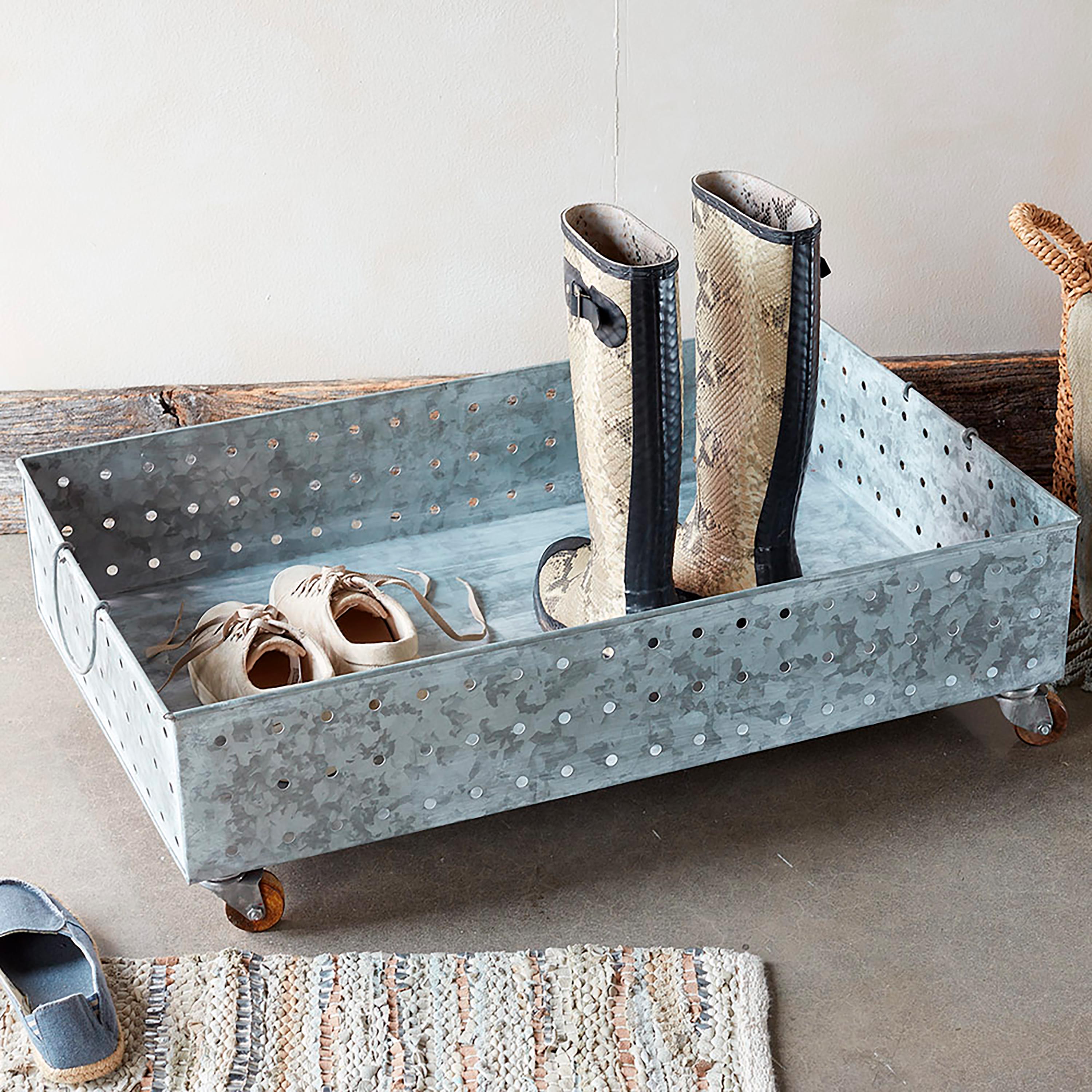 Copper-Finished Galvanized Steel Basketweave Boot Tray