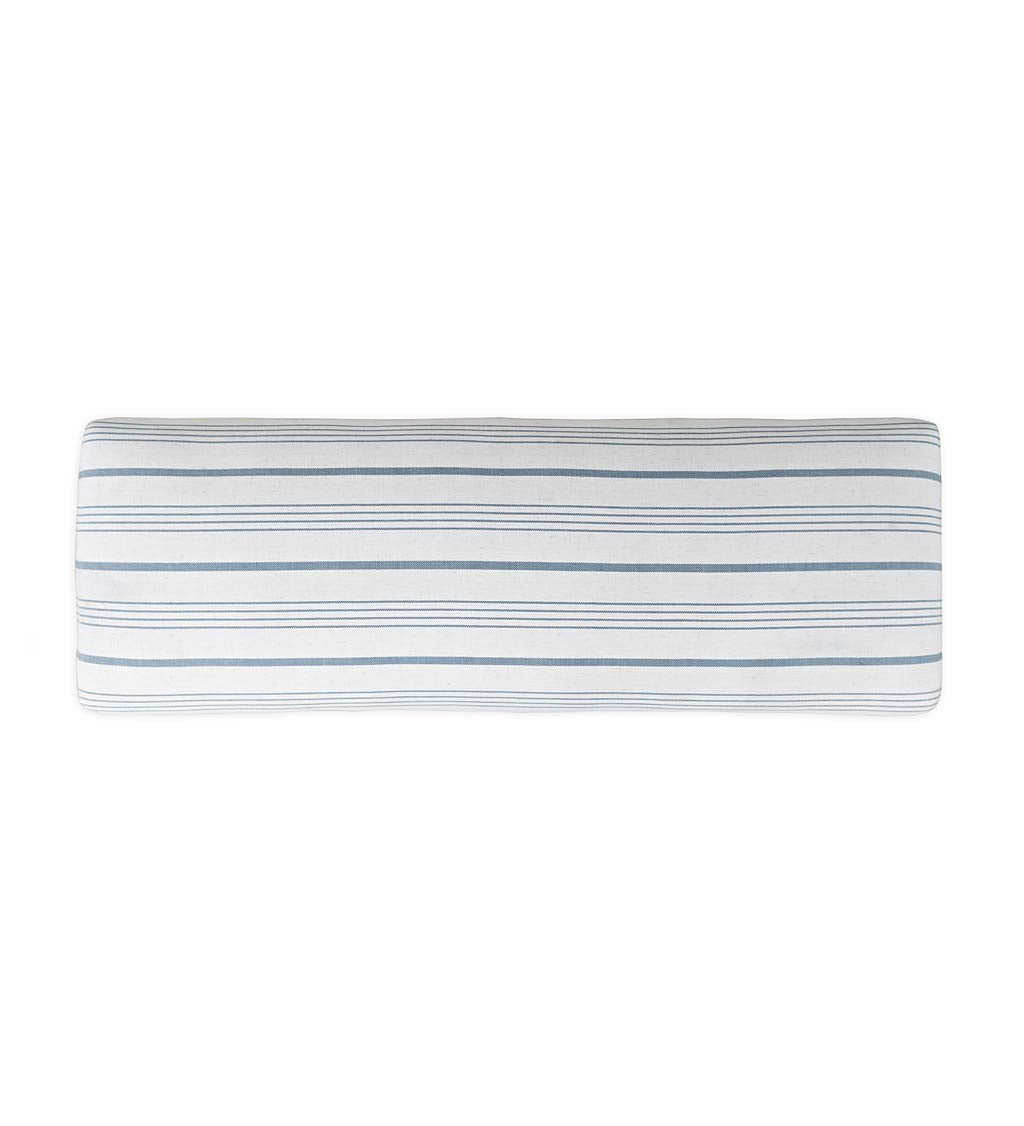 Hatteras Upholstered Backless Bench - Blue Stripe | Plow & Hearth