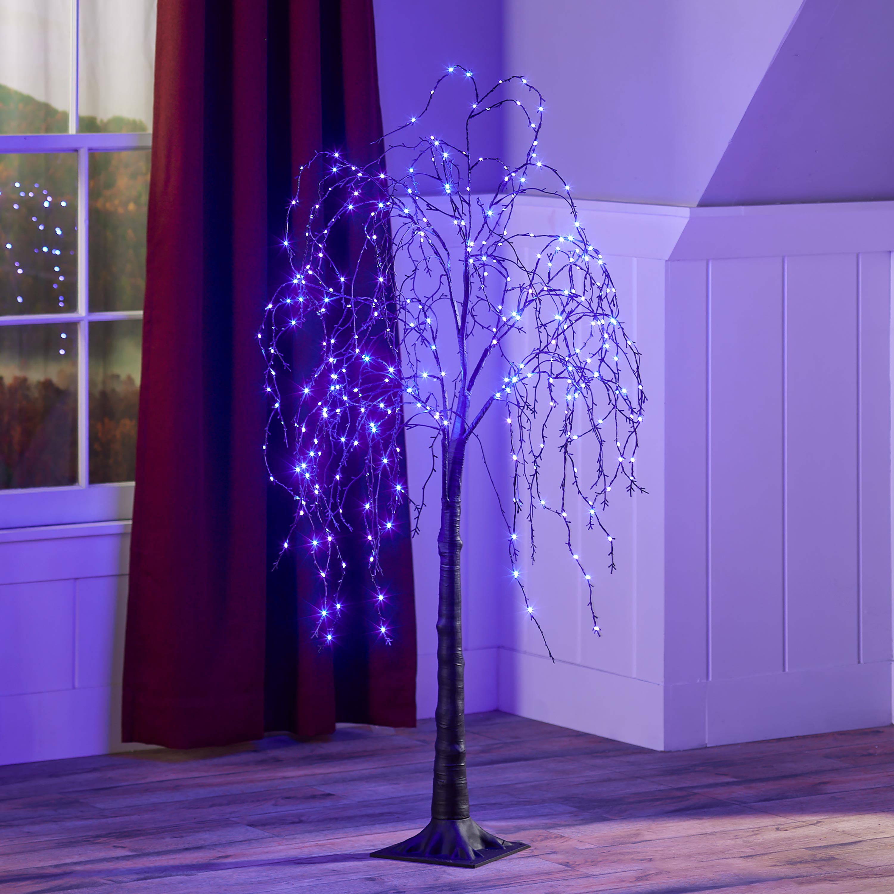 Indoor/Outdoor Halloween Electric Lighted Black Weeping Willow Tree ...