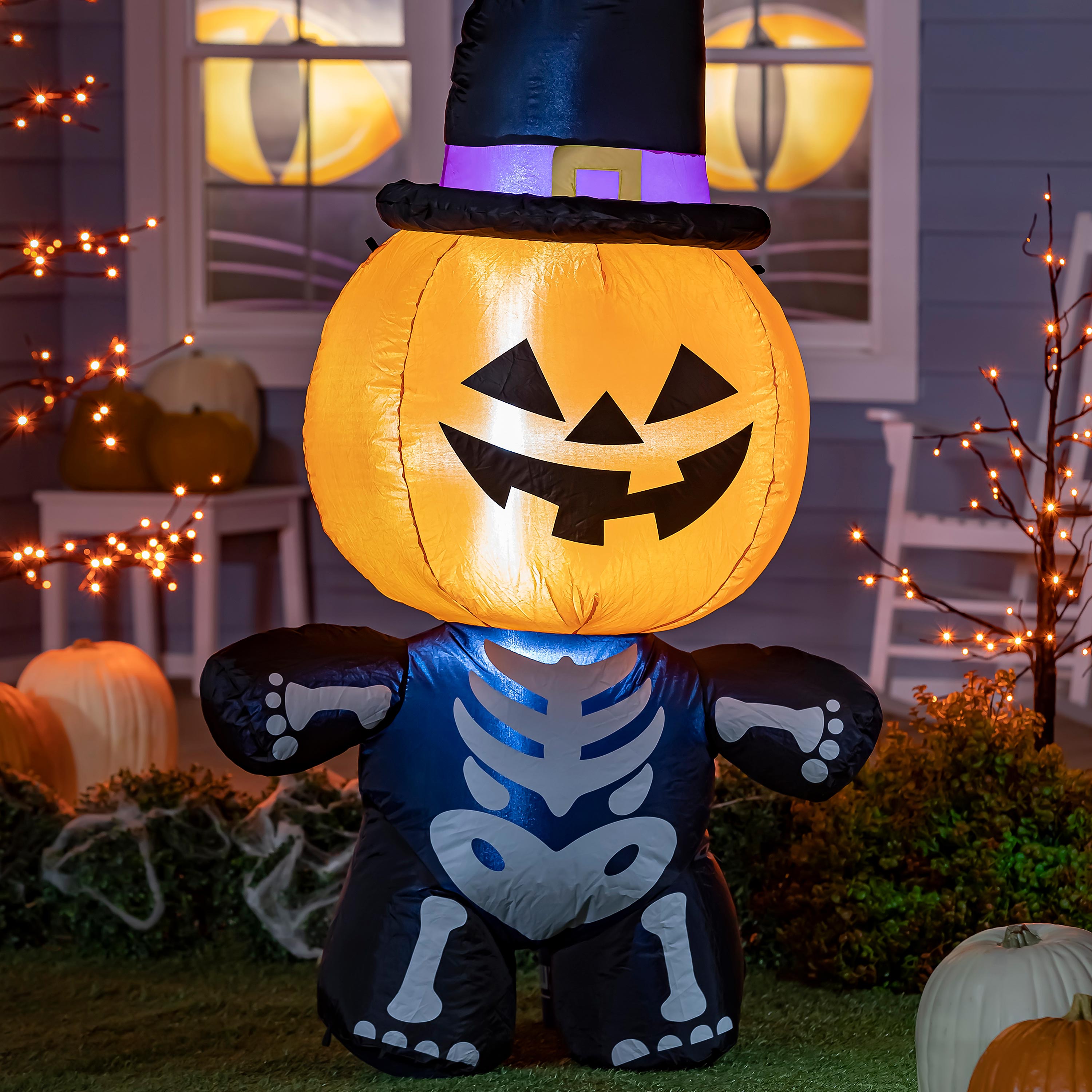Jack-O-Lantern Skeleton Halloween Inflatable | Plow & Hearth