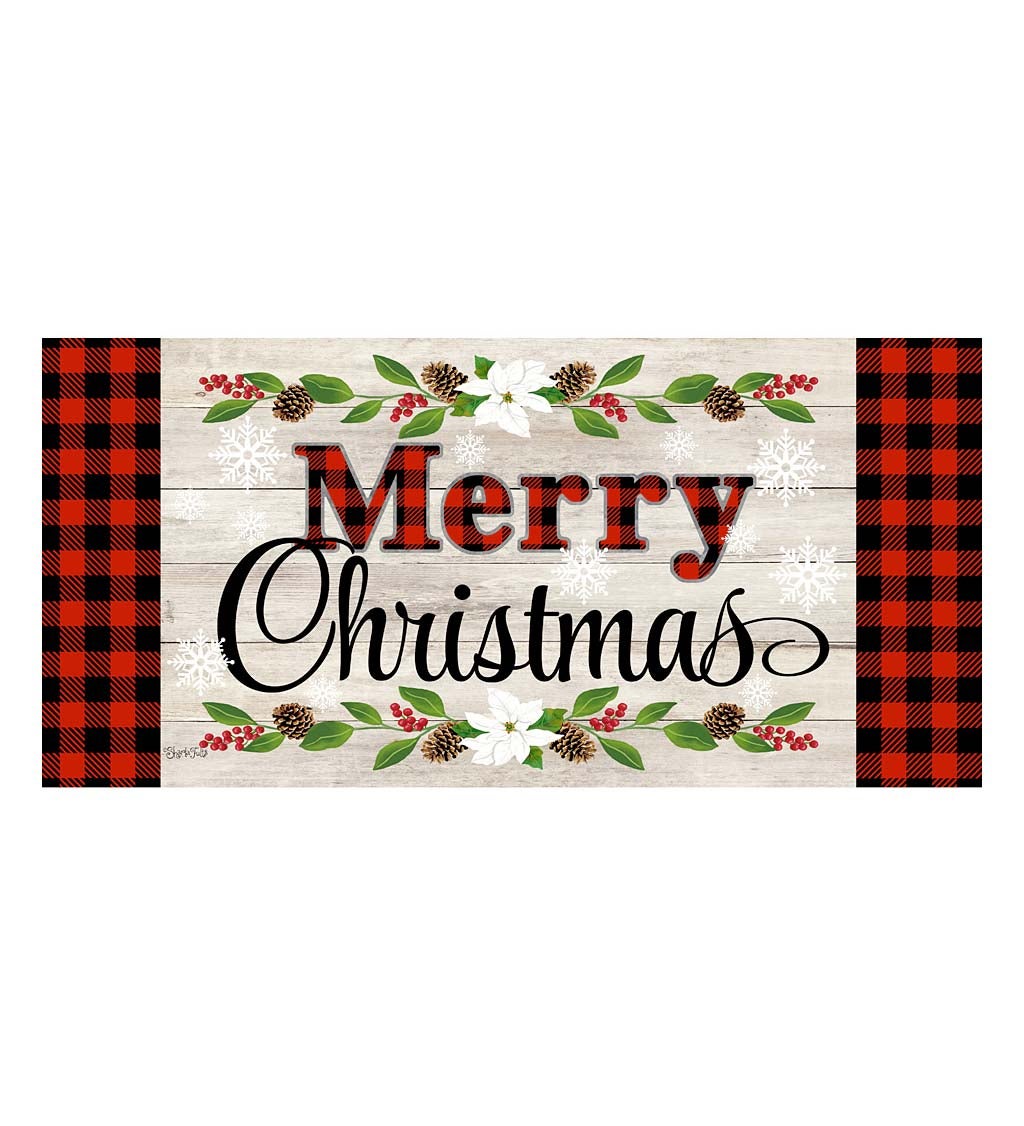 Merry Christmas Buffalo Plaid Sassafras Switch Mat | Plow & Hearth